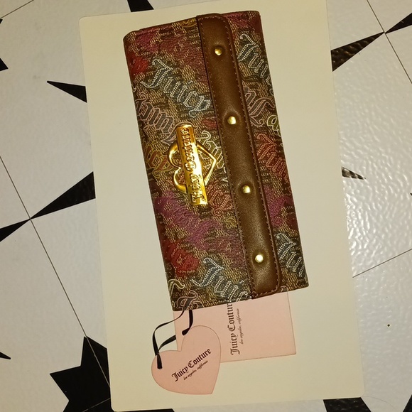 Juicy Couture Chestnut Chino Mult Glam Elongated Flap Wallet Accessories Vegan - Picture 2 of 16